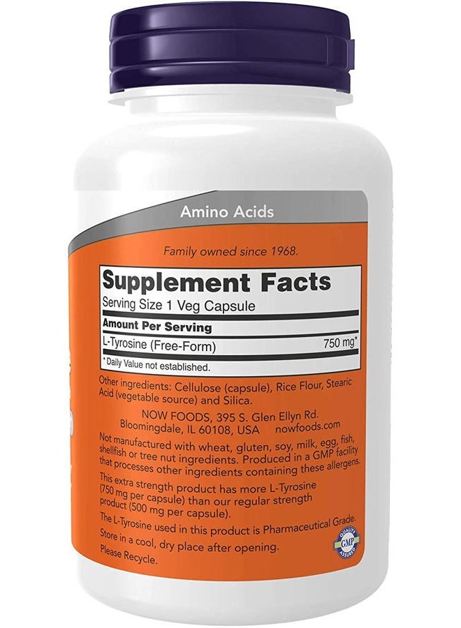 Now Foods: L-Tyrosine Neurotransmitter Support 750 mg, 90 Caps (2 pack) - Image 3