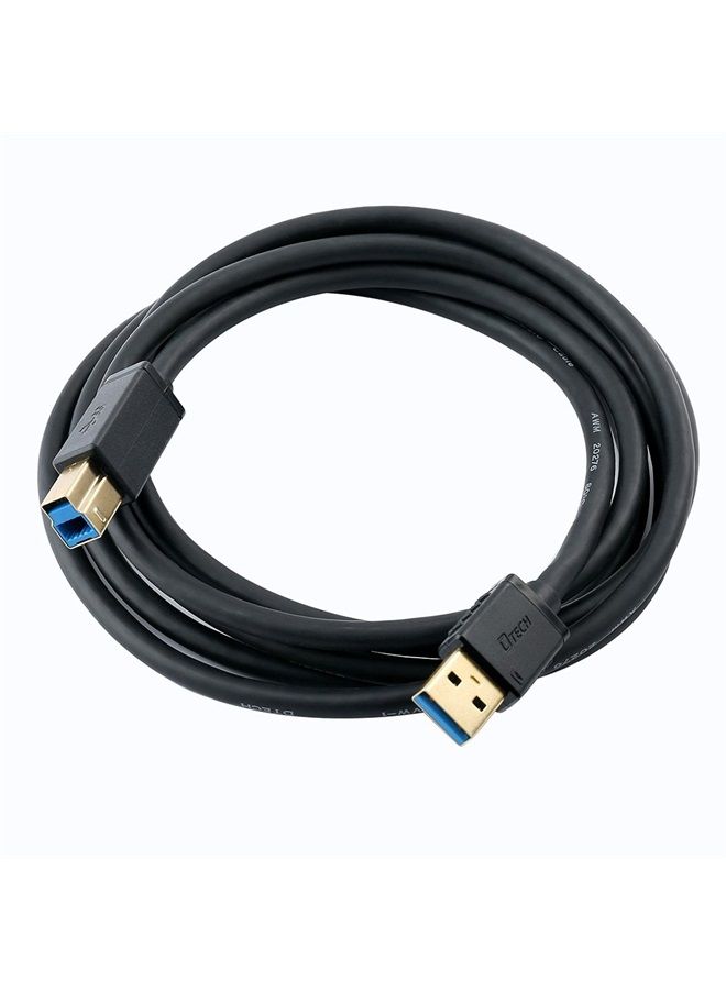 DTech 6 ft Printer Cable USB to USB b Cord Type A 3.0 Square End Male to Male KVM Data Wire for Laptop Computer (6 Feet, Black) - Image 2
