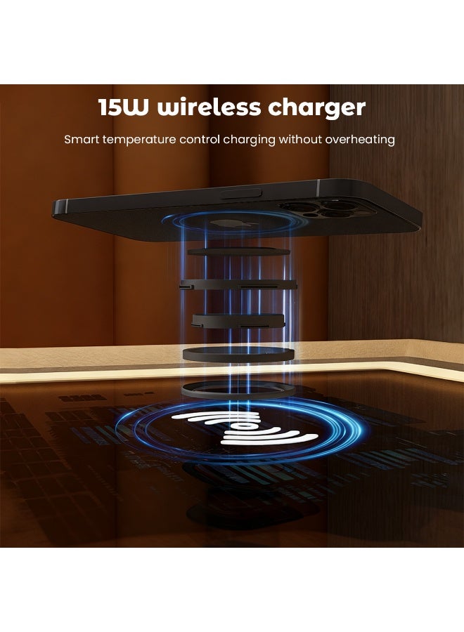 VUCATIN Nightstand with Smart Charging 2-Tier Storage End Table Side Table Wooden Nightstand with Sensor Light Sensor Light Bluetooth Speaker Fingerprint Lock and Tri-Color Light for Bedroom Living Room Lobby - Image 3