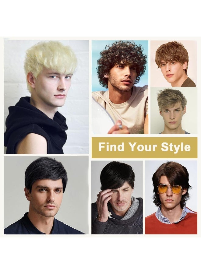 الرجال الباركورات الشعر القصير, الباركورات للرجال 70s 80s, الشعر الاصطناعي الباركورات, حزام مرنة قابلة للتعديل, ناعمة, لمناسبات مختلفة, بما في ذلك ارتداء اليومي, هالوين, حفلات موسيقية, شقراء أبيض - Image 3