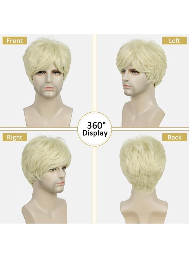 الرجال الباركورات الشعر القصير, الباركورات للرجال 70s 80s, الشعر الاصطناعي الباركورات, حزام مرنة قابلة للتعديل, ناعمة, لمناسبات مختلفة, بما في ذلك ارتداء اليومي, هالوين, حفلات موسيقية, شقراء أبيض - Image 5