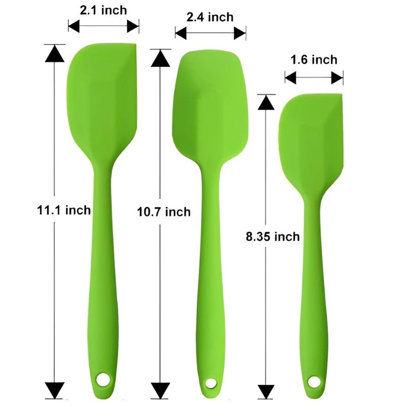 Sugalsu Heat Resistant Silicone Spatulas Non Stick Coating with Steel core Cake Cream Butter Spatula Mixing Batter Scraper Brush Silicone Baking Tools Set of 3 Green - Image 2