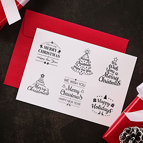 Hying 9 PCS Christmas Tree Greeting Words Clear Stamps for Card Making and Photo Album Decorations, Happy New Year Word Rubber Stamps Seal for Christmas DIY Scrapbooking - Image 4
