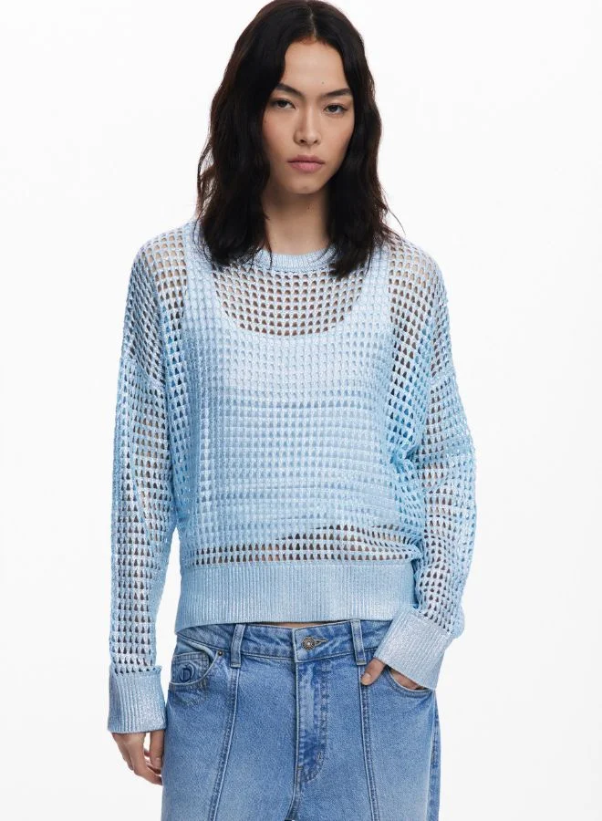 DESIGUAL METALLIC OPENWORK SWEATER