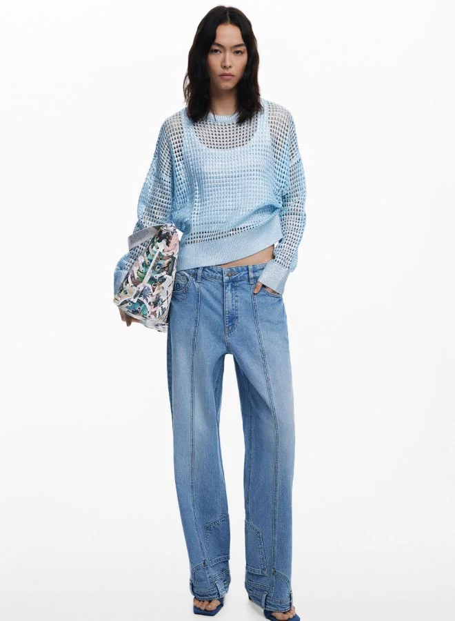 DESIGUAL METALLIC OPENWORK SWEATER