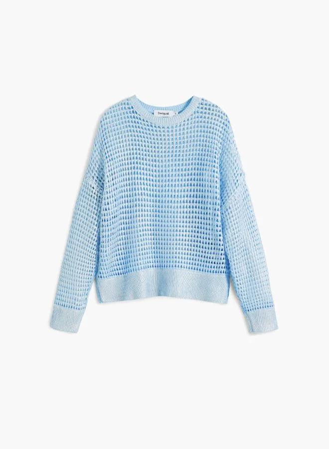 DESIGUAL METALLIC OPENWORK SWEATER