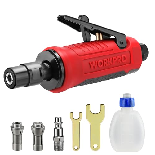 WORKPRO 1/4-Inch Pneumatic Straight Die Grinder, 25000RPM, Air-Powered Die Grinder for Grinding, Cutting, Polishing, Welding Repair, Deburring, 1/4" & 1/8" Collets Included - Image 1
