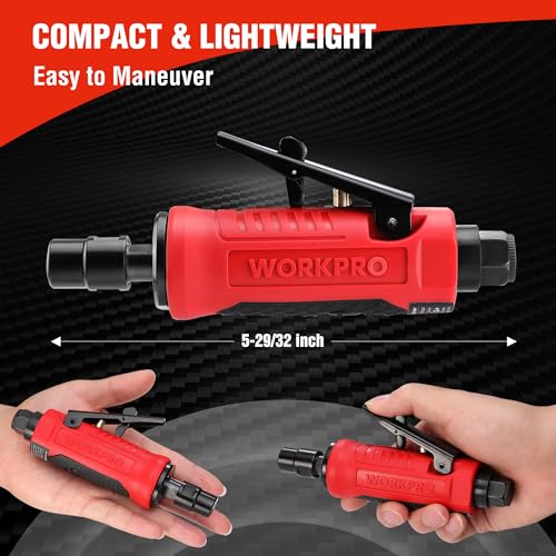 WORKPRO 1/4-Inch Pneumatic Straight Die Grinder, 25000RPM, Air-Powered Die Grinder for Grinding, Cutting, Polishing, Welding Repair, Deburring, 1/4" & 1/8" Collets Included - Image 3