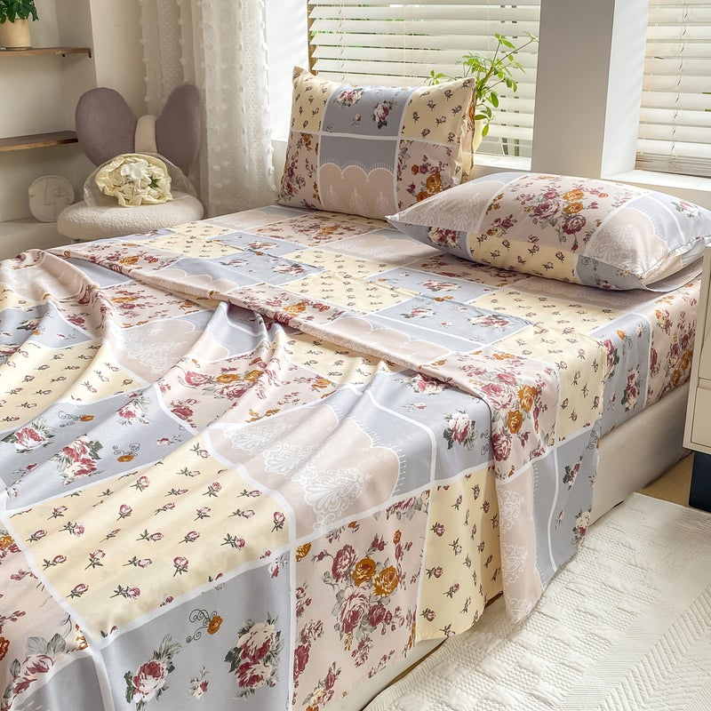 Full Multicolor Floral Fitted Sheet Set 4 Piece Bedding Soft Breathable - Image 4