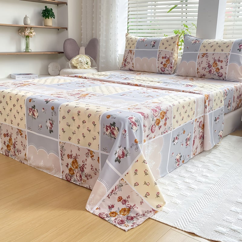 Full Multicolor Floral Fitted Sheet Set 4 Piece Bedding Soft Breathable - Image 5