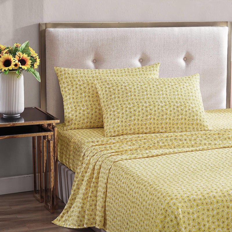 Betsey Johnson - Queen Sheet Set  Soft & Lightweight Bedding  Fade & Wrinkle Resistant (Sunflower Field Yellow  Queen) - Image 2