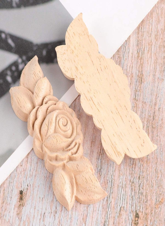 Artibetter 2pcs Wood Applique European Style Carved Corner Onlay Decal Rose Flower Door Cabinet Decoration for DIY Home Wall Decor 9x3.5cm - Image 4