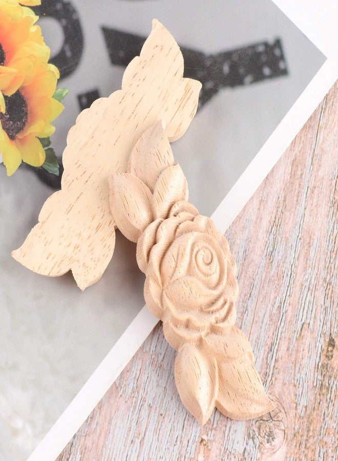Artibetter 2pcs Wood Applique European Style Carved Corner Onlay Decal Rose Flower Door Cabinet Decoration for DIY Home Wall Decor 9x3.5cm - Image 2