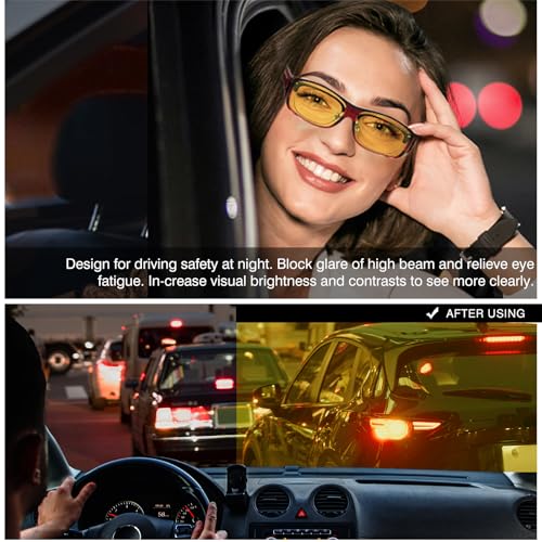 DUCO Night Vision Driving Glasses Fit Over Glasses for Men and Women HD Anti Glare Polarized Yellow Nighttime Lens 8953Y - Image 4