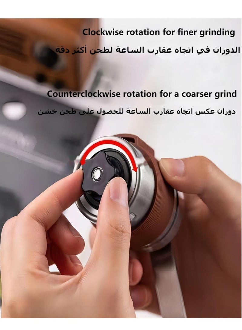 جولدفش مطحنة قهوة يدوية من الفولاذ المقاوم للصدأ، مطحنة قهوة يدوية مع إعدادات قابلة للتعديل، مطحنة حبوب القهوة اليدوية المحمولة للمنزل والمكتب والتخييم - Image 4