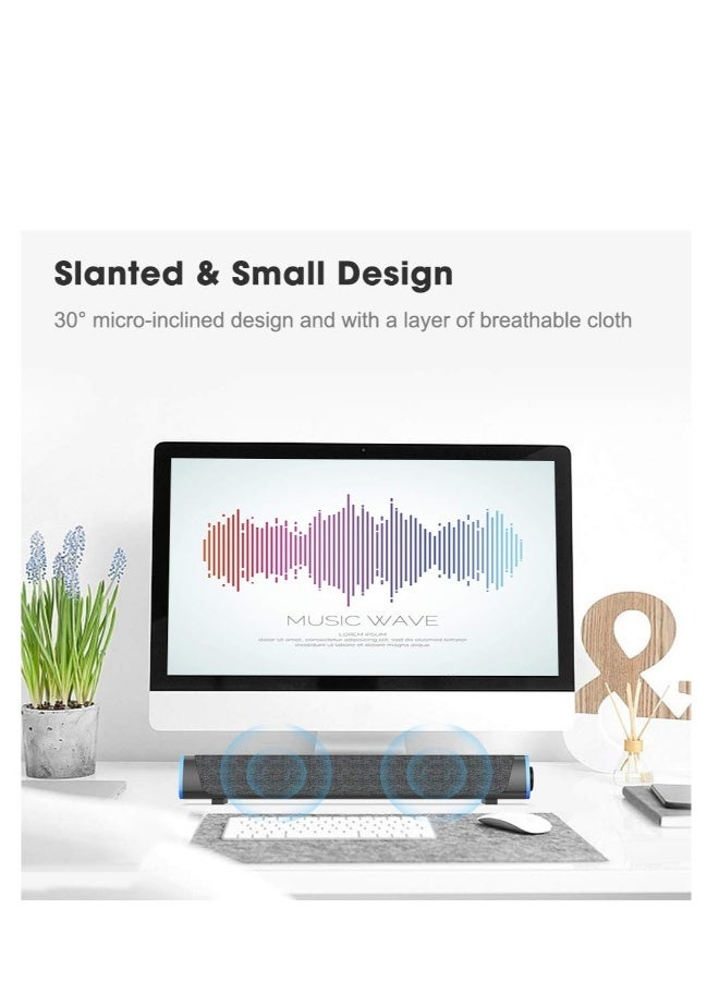 Computer Speakers, Wired USB-Powered Bluetooth V5.3 PC Sound Bar, Colorful RGB Lights with Switch Button, Surround Sound Portable Computer SoundBar Speaker for Desktop Laptop Phone(Black） - Image 5