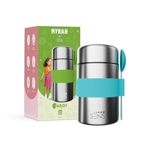 SENS JarJoy Food Jar 480ml for Kids, Additional Spoon, 304 Stainless Steel, hot or Cold up to 6 hrs, School, Picnic, Kids - Berry - Image 2