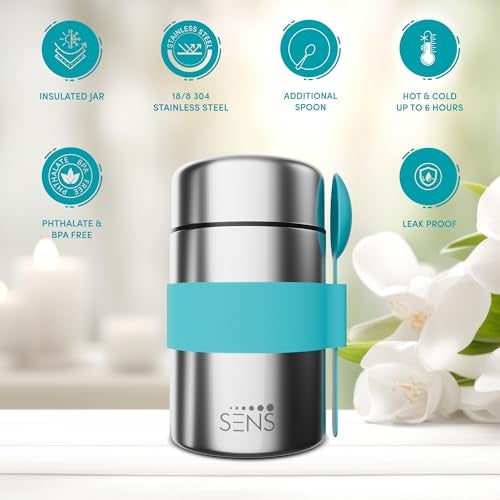 SENS JarJoy Food Jar 480ml for Kids, Additional Spoon, 304 Stainless Steel, hot or Cold up to 6 hrs, School, Picnic, Kids - Berry - Image 4