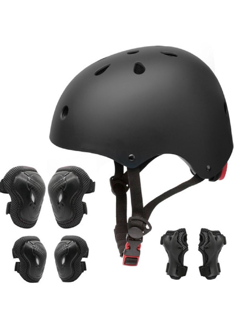 Kids Helmet Set, Adjustable Kids Helmet and Knee  Elbow Pads  Wrist Guards, Kids Protective Gear Set for 3-5-8yrs, for Bicycle, Roller Skating, Scooter, and more - Image 1