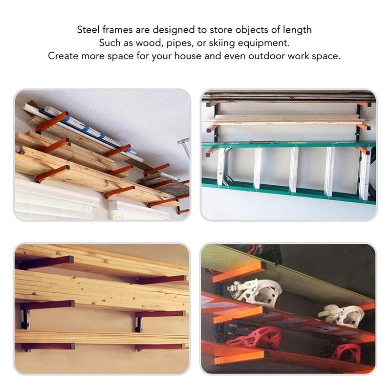 4Pcs Wall Mount Wood Organizer Steel Strong Bearing Space Saving Lumber Storage Metal Rack for Indoor Outdoor Use - Image 5