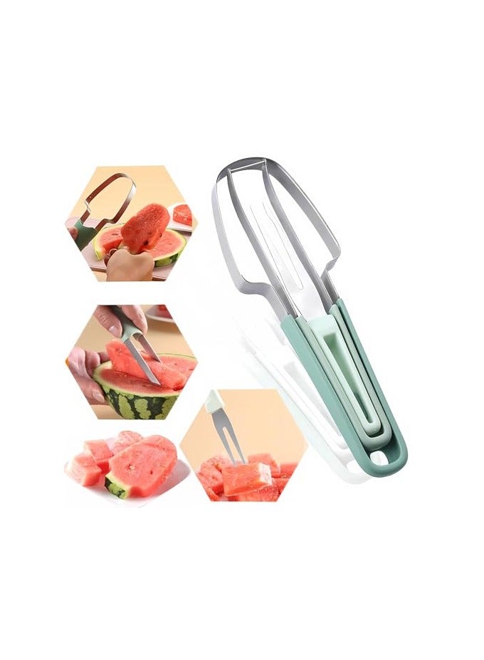 erorex Watermelon Cutter Slicer Tool,3-in-1 Stainless Steel Watermelon Cutter Watermelon Popsicle Cutter Watermelon Fork Fruit Cutting Tool for Kitchen Utility Gadgets - Image 1