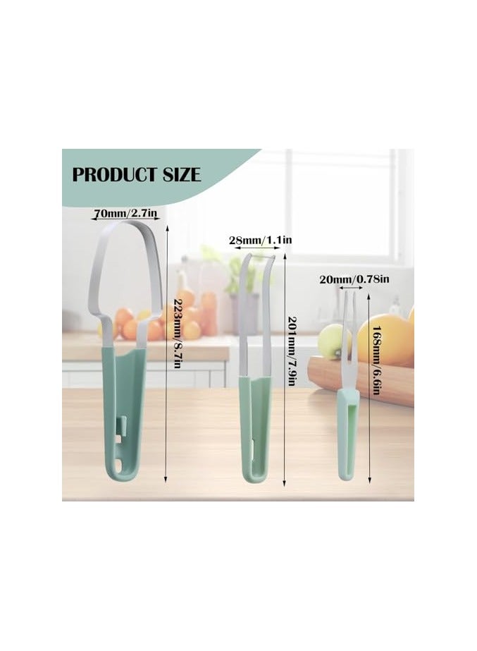 erorex Watermelon Cutter Slicer Tool,3-in-1 Stainless Steel Watermelon Cutter Watermelon Popsicle Cutter Watermelon Fork Fruit Cutting Tool for Kitchen Utility Gadgets - Image 4