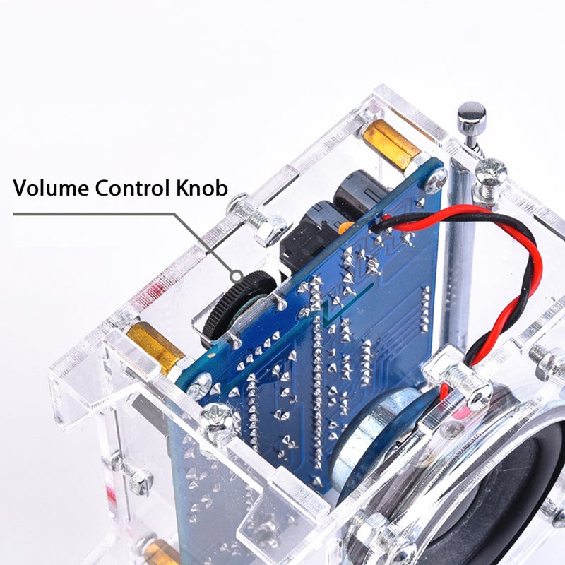 LED Digital FM Radio DIY Kit SCM FM Radio Module Soldering Project Practice Kit 5W Speaker 87-108MHz Stepping Adjustment for Learning Teaching, DC 5V USB Cable, Transparent Shell - Image 3