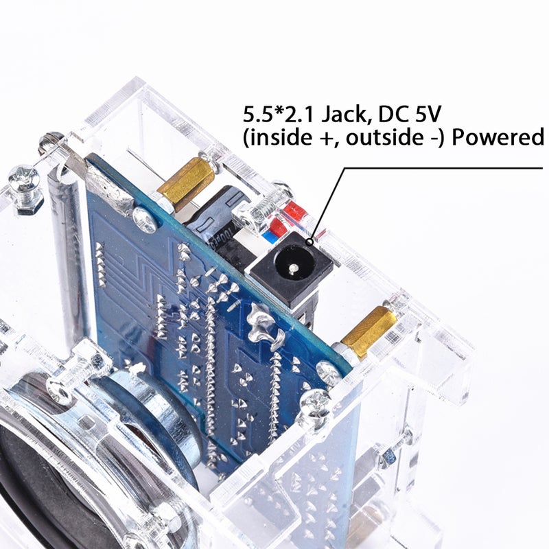 LED Digital FM Radio DIY Kit SCM FM Radio Module Soldering Project Practice Kit 5W Speaker 87-108MHz Stepping Adjustment for Learning Teaching, DC 5V USB Cable, Transparent Shell - Image 4