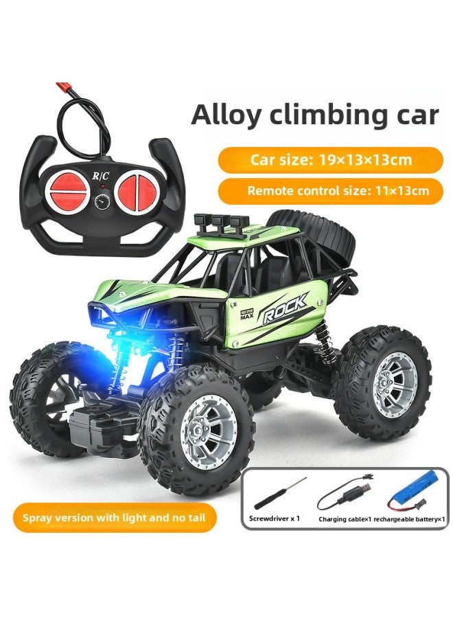 Children's Toy Remote Control Car Four-way Drift Cross-country Remote Control Car Stunt Climbing Alloy Iron Remote Control Car-Colour:Ordinary Wheel-green