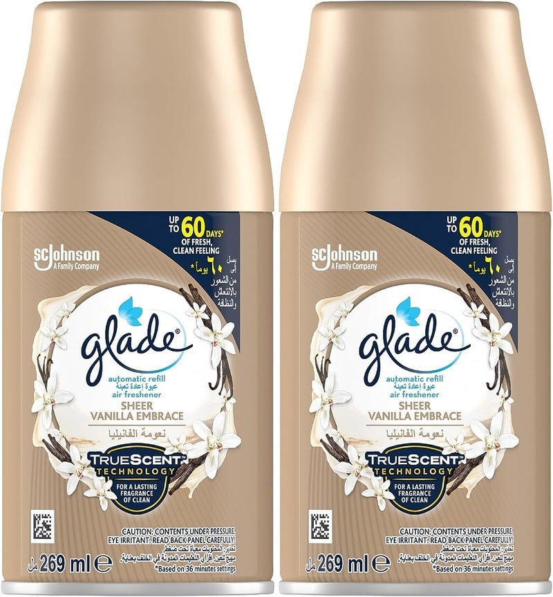 Glade عبوة إعادة تعبئة بخاخ غلاد الأوتوماتيكي برائحة الفانيليا الشفافة، 2 × 269 مل - Image 1