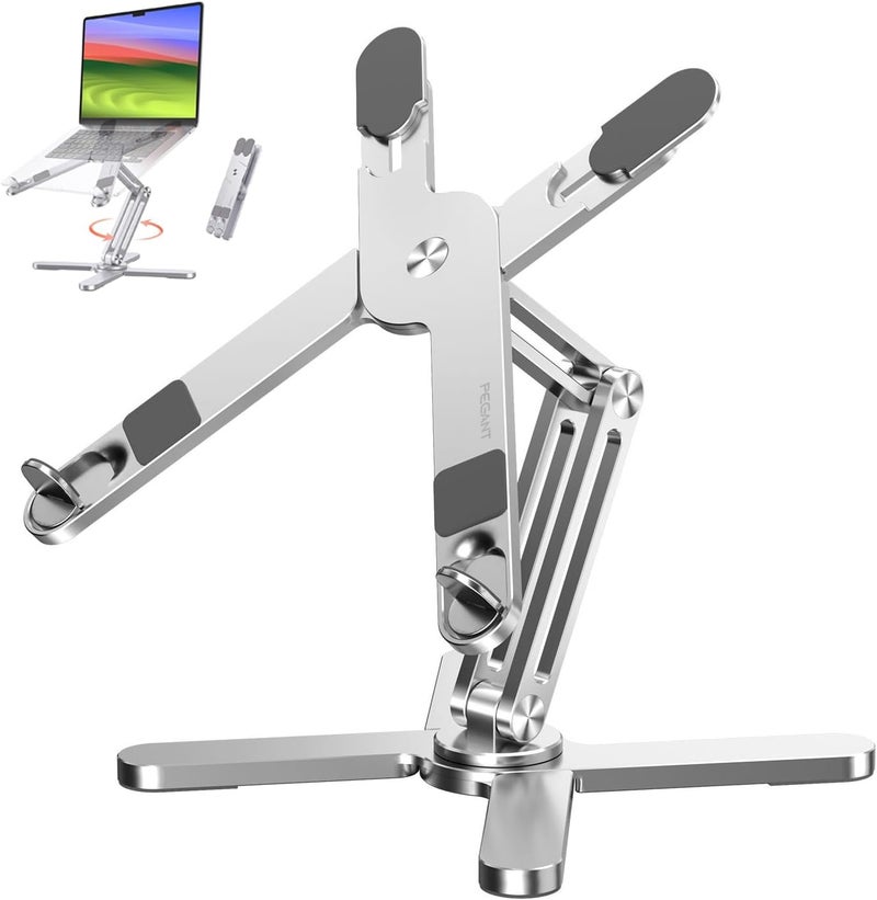 Rotating Foldable Laptop Stand - 360° Adjustable Ergonomic Aluminum Holder for 10-17" Laptops - Image 1