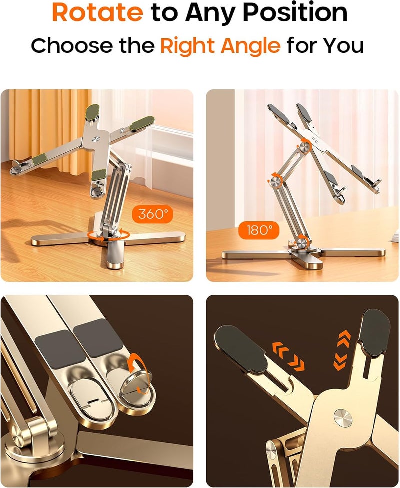 Rotating Foldable Laptop Stand - 360° Adjustable Ergonomic Aluminum Holder for 10-17" Laptops - Image 3