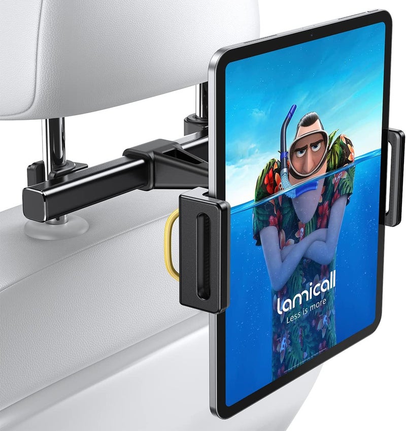 Lamicall Car Headrest Tablet Holder - Back Seat Mount Stand for Kids, Road Trip Essentials, Compatible With 2024 iPad Pro 11/13", Air Mini, Galaxy Tab, 4.7-13" Devices, Black - Image 1