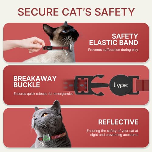 typecase Waterproof Airtag Cat Collar, Breakaway, Reflective Fish Pattern, Lightweight, Hidden Airtag Holder, GPS Tracker - Cats, Kittens (9-13") - Image 4