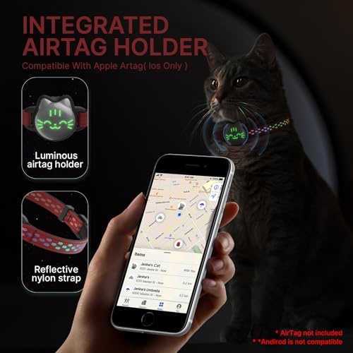 typecase Waterproof Airtag Cat Collar, Breakaway, Reflective Fish Pattern, Lightweight, Hidden Airtag Holder, GPS Tracker - Cats, Kittens (9-13") - Image 5