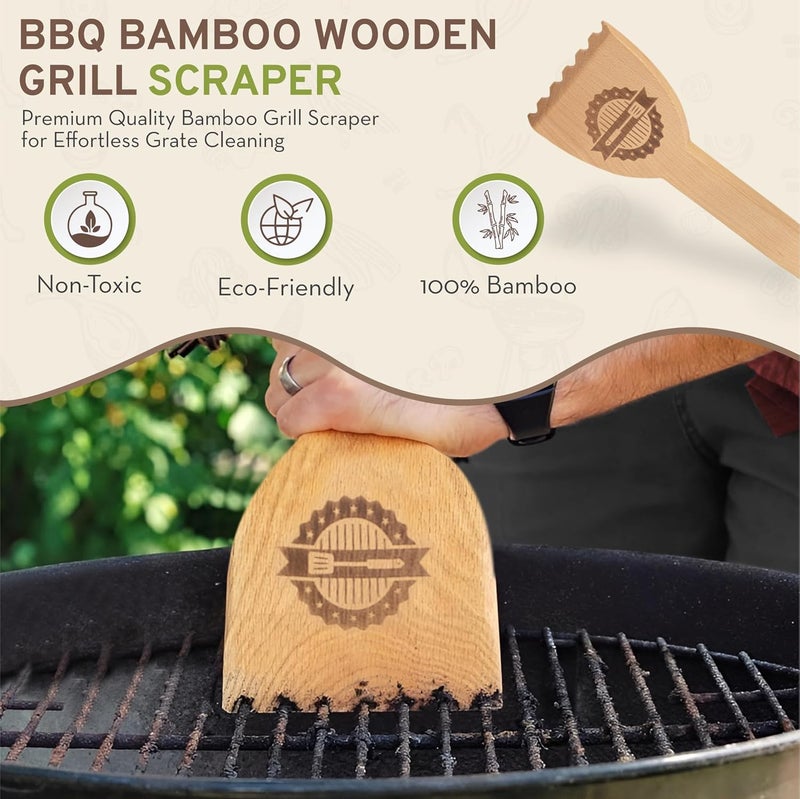 laboos Wooden BBQ Grill Scraper – Beech Wood Griddle Cleaner for Traeger and Other Grills, No Metal Bristles, Safe and Durable Grill Cleaning Tool with Grooved Edge - Image 3