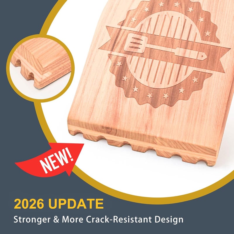 laboos Wooden BBQ Grill Scraper – Beech Wood Griddle Cleaner for Traeger and Other Grills, No Metal Bristles, Safe and Durable Grill Cleaning Tool with Grooved Edge - Image 2