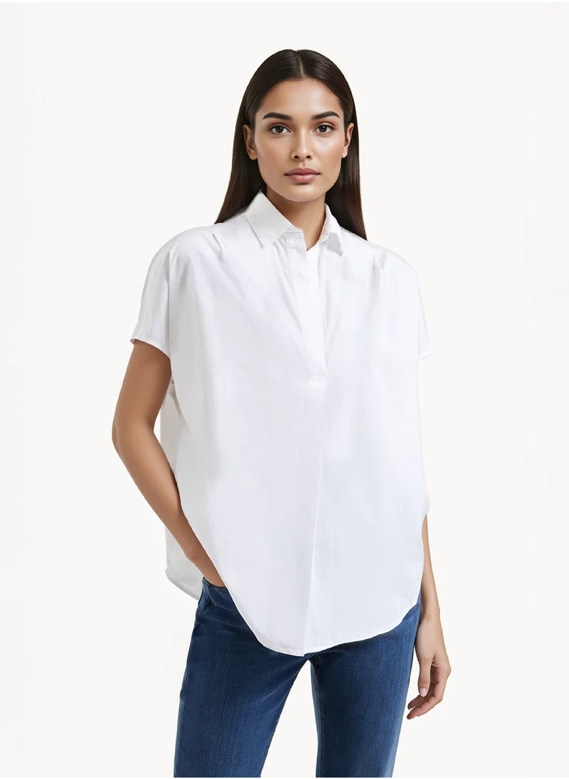 فرنش كونكشن Short Sleeve Regular Cotton Collared Neck Shirt