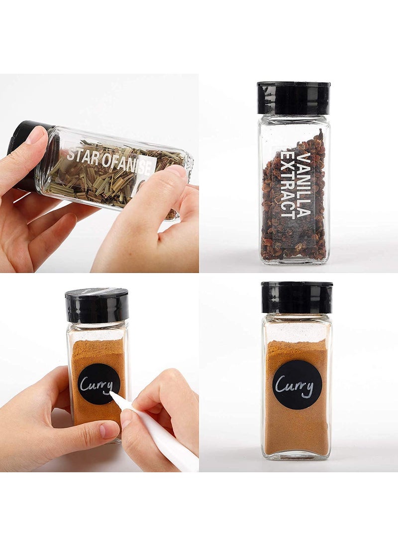 Salt & Pepper Square Glass Spice Jar with Black Sifter Two Sided Sifter Cap,Masala jar Spice Container (Each Bottle 120ml) (4 Piece)