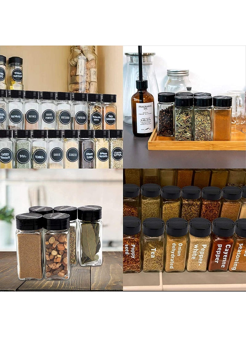 Salt & Pepper Square Glass Spice Jar with Black Sifter Two Sided Sifter Cap,Masala jar Spice Container (Each Bottle 120ml) (4 Piece)