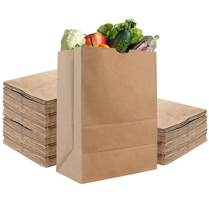 Stock Your Home 52 lb Kraft Brown Paper Bags (100 Count)  Bulk Large Grocery Bags for Shopping - Image 1