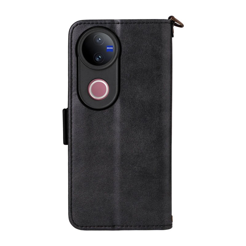 erorex For vivo V50 5G Global / V50e Multi-card Slots Crossbody Cowhide Leather Phone Case(Black) - Image 3