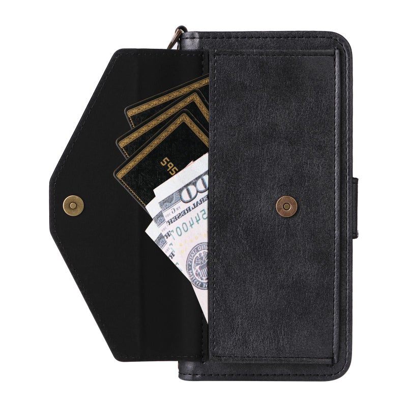 erorex For vivo V50 5G Global / V50e Multi-card Slots Crossbody Cowhide Leather Phone Case(Black) - Image 5