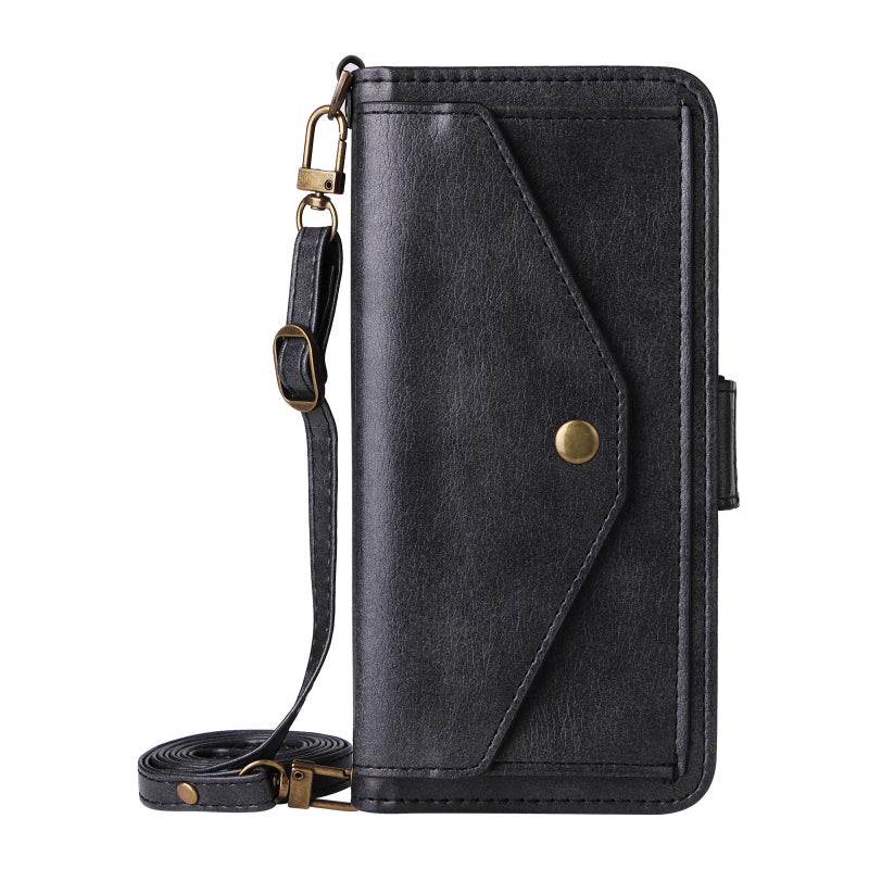 erorex For vivo V50 5G Global / V50e Multi-card Slots Crossbody Cowhide Leather Phone Case(Black) - Image 2