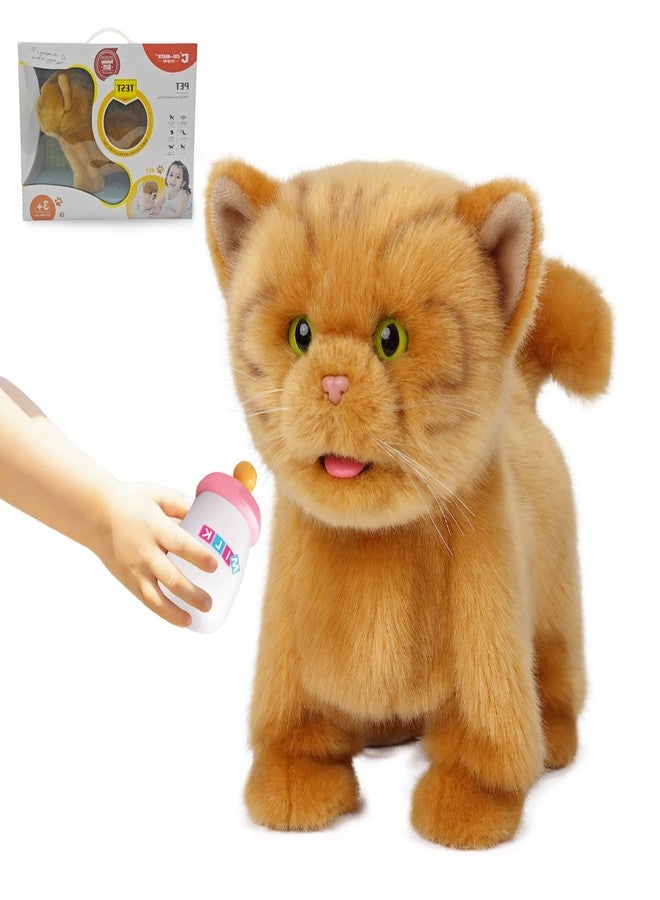 CU-MATE Electronic Walking Orange Cats, Realistic Interactive Puppy Pet Toy Cat, Walking, Barking,Wagging Tail & Talking,Present Pet Gifts for 3+ Year Boys Girls - Image 1
