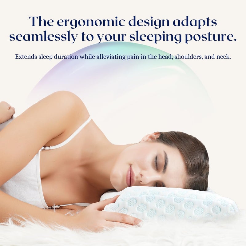 Dormyo Ergo Memory Foam Cervical Pillow for Neck Pain, Orthopedic Support for Back, Side Sleepers, Designer Removable Cover (Pack of 1) - Image 5