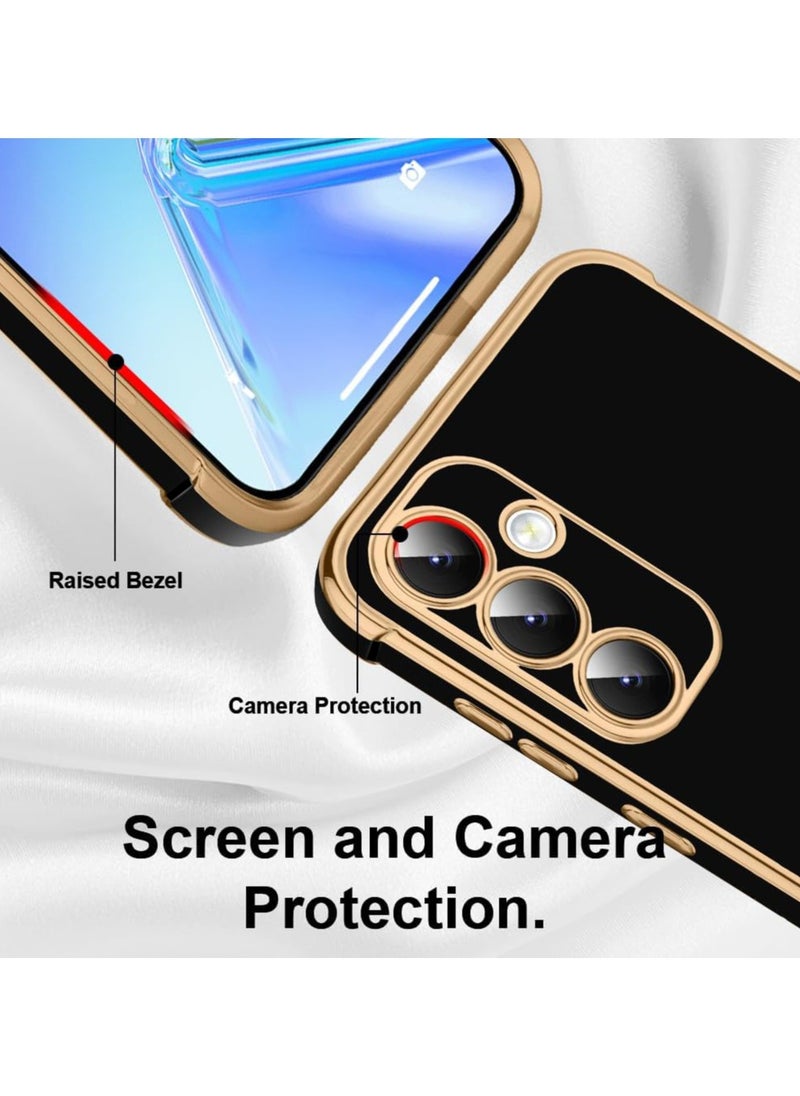 Generic Electroplate Silicone Case Cover for Samsung Galaxy A55 5G plated edge cute love soft TPU buffer, 4 Angle shock protection(Black)  - Image 3