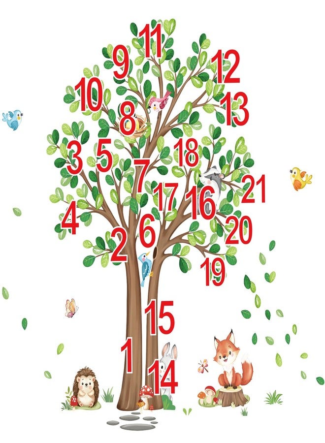 decalmile Woodland Animals Large Forest Tree Wall Decals Fox Rabbit Hedgehog Wall Stickers Baby Nursery Toddler Room Living Room Wall Decor - Image 5