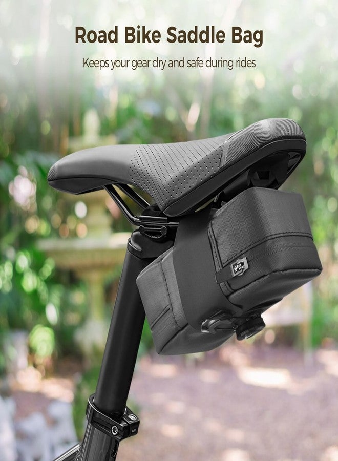 Homaisson Road Bike Saddle Bag, Under Seat Bike Bag, Small Bike Storage Bag for Road Cycling, Quick Release Buckle, Waterproof PU Material - Image 3
