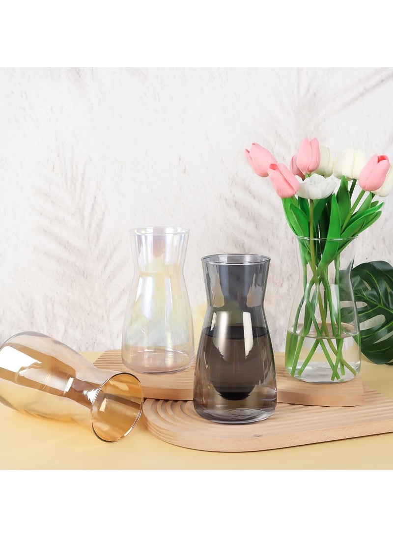 SYOSI 2 Pcs Clear Glass Vase, Exquisite Decorative Glass Flower Vase, 17cm Modern Style Flower Vase for Home Decor, Living Room, Dining Table, Office Decor (Transparent) - Image 2